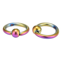 Cargar imagen en el visor de la galería, Klemmkugelring Septum Piercing Regenbogen 6mm Edelstahl
