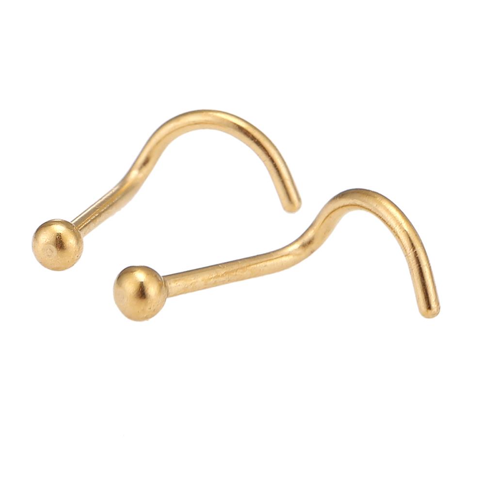 Nostril Piercing gebogener Nasenring Kugel gold Farben Chirurgenstahl