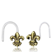 Load image into Gallery viewer, Nostril Piercing Messing Nasenstecker Screw Ende Bioflex 0,8 mm golden Steine
