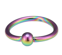 Cargar imagen en el visor de la galería, Unisex Septum Piercing Nasenringe Regenbogenfarben mit Kugel 10 mm Edelstahl
