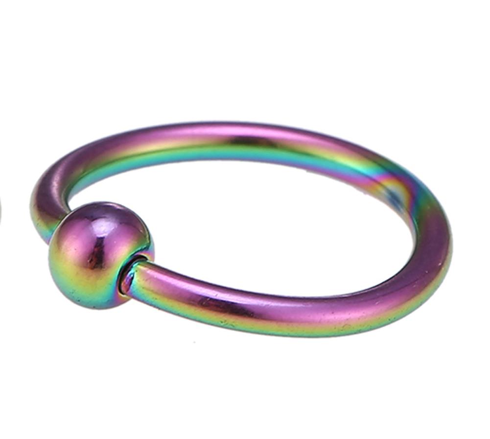 Unisex Septum Piercing Nasenringe Regenbogenfarben mit Kugel 10 mm Edelstahl