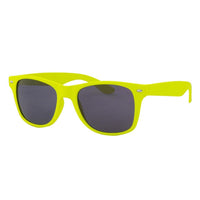 Load image into Gallery viewer, The Sonnenbrille Nerd einfarbig Unisex features bright yellow frames and dark, rectangular lenses with 400 UV protection, offering a stylish look on a white background.
