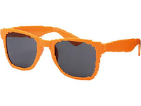 Cargar imagen en el visor de la galería, The Sonnenbrille Nerdbrille kantig Party Brille bunt 400UV getönt features a blocky, pixelated design in bright orange with black lenses, offering stylish, unisex sun protection with UV 400 for a cool, video game-inspired party look.

