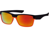 Cargar imagen en el visor de la galería, The Sonnenbrille verspiegelt 400 UV eckig features black frames with a colorful bottom, rectangular shape, mirrored lenses, and offers UV 400 protection for vibrant style and eye safety.
