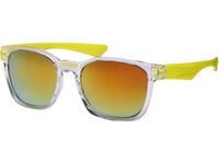 Load image into Gallery viewer, These Sonnenbrille bunt verspiegelt 400 UV feature a transparent sportlich Rahmen, colorful gradient spiegel lenses from orange to green, and provide optimal UV 400 Schutz for standout, modern style.
