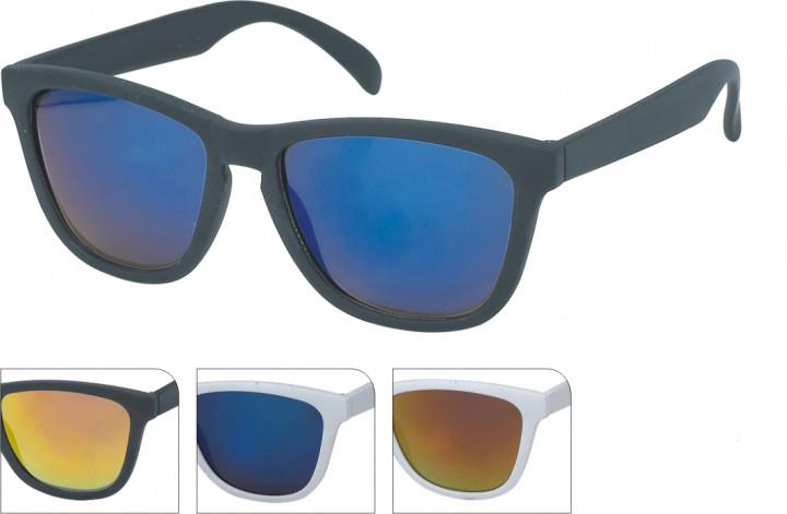 Sonnenbrille verspiegelt schwarz weiß 400 UV  Stil Panto Steg Nerd