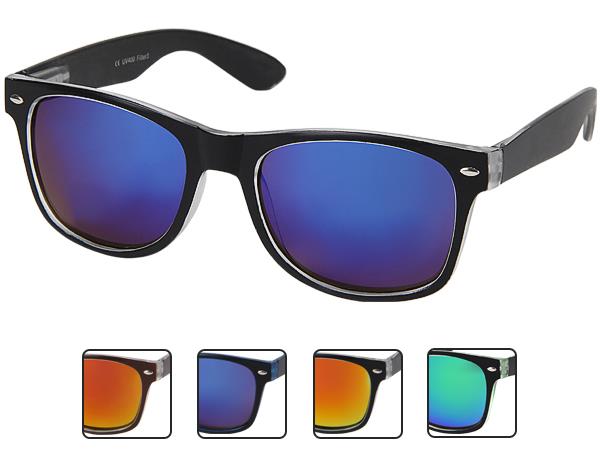 Nerd Sonnenbrille verspiegelt 400 UV seitlich transparent farbig