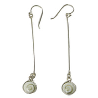 Cargar imagen en el visor de la galería, Silber Ohrringe Shiva Auge eye rund an Silberstab hängend ca. 1,0 cm Ø und 5,0 cm lang Shivaauge
