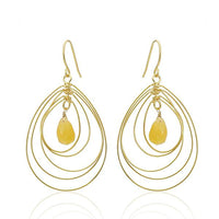 Cargar imagen en el visor de la galería, Ohrringe 18 karat vergoldet Stein Tropfen orange dreidimensional nickelfrei facettiert gold
