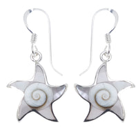 Load image into Gallery viewer, Shivaauge Perlmutt Silberohrringe Seestern Ohrringe 925 Sterling Silber Shiva Auge Eye Damen Schmuck
