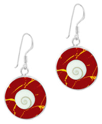 Load image into Gallery viewer, Shivaauge rot Koralle Raisin Harz Silberohrringe Ohrringe Ohrhänger 925er Sterling Silber Shiva Auge
