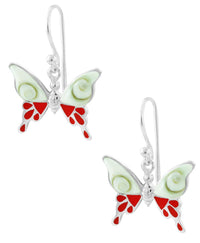 Load image into Gallery viewer, Shivaauge Silberohrring Koralle Raisin Schmetterling Ohrring 925er Sterling Silber Shiva Auge Damen
