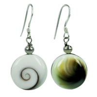 Load image into Gallery viewer, Shivaauge Silberohrringe rund 12 mm Rückseite grün braun Ohrringe 925 Silber Shiva Auge Eye Schmuck
