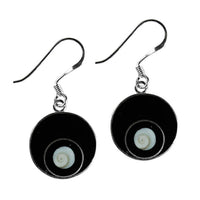 Load image into Gallery viewer, Shivaauge Kreise Resin schwarz Ohrringe 14 mm 925er Sterling Silber Shiva Auge Shivaeye
