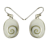 Load image into Gallery viewer, Shivaauge oval weiß Silberohrringe Ohrringe Ohrhänger 925er Sterling Silber Damen Schmuck Shiva Auge
