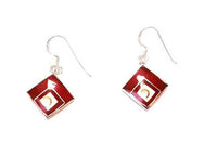 Load image into Gallery viewer, Shivaauge Karo eingefasst Resin rot Ohrringe 925er Sterling Silber Shiva Auge Shivaeye
