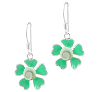Cargar imagen en el visor de la galería, Shivaauge Emaille Blüte grün Silberohrring Ohrring Ohrhänger 925er Sterling Silber Shiva Auge Damen
