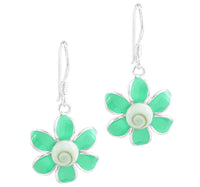 Cargar imagen en el visor de la galería, Shivaauge Emaille Blume grün Silberohrring Ohrring Ohrhänger 925er Sterling Silber Shiva Auge Damen
