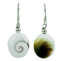 Load image into Gallery viewer, Shivaohrringe oval offene Rückseite 16 mm Ø Silberohrringe Shivaauge 925er Sterling Silber
