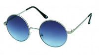 Cargar imagen en el visor de la galería, The Sonnenbrille Unisex Rund Hippie Brille John Lennon 400UV features round silver metal frames, blue gradient lenses, and black tips at the ends of the arms—perfect unisex sunglasses with runde Gläser and UV 400 protection.
