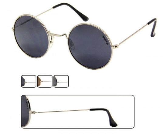 Sonnenbrille Hippie John Lennon Steg breit Muster Brille Metall getönt 400 UV unisex