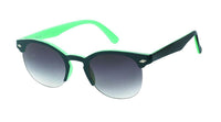 Load image into Gallery viewer, The Sonnenbrille rund Vintage John Lennon Raute Nerd Brille 400UV Schlüssellochsteg features round black frames, green arms, and dark gradient UV 400 lenses, displayed on a white background.
