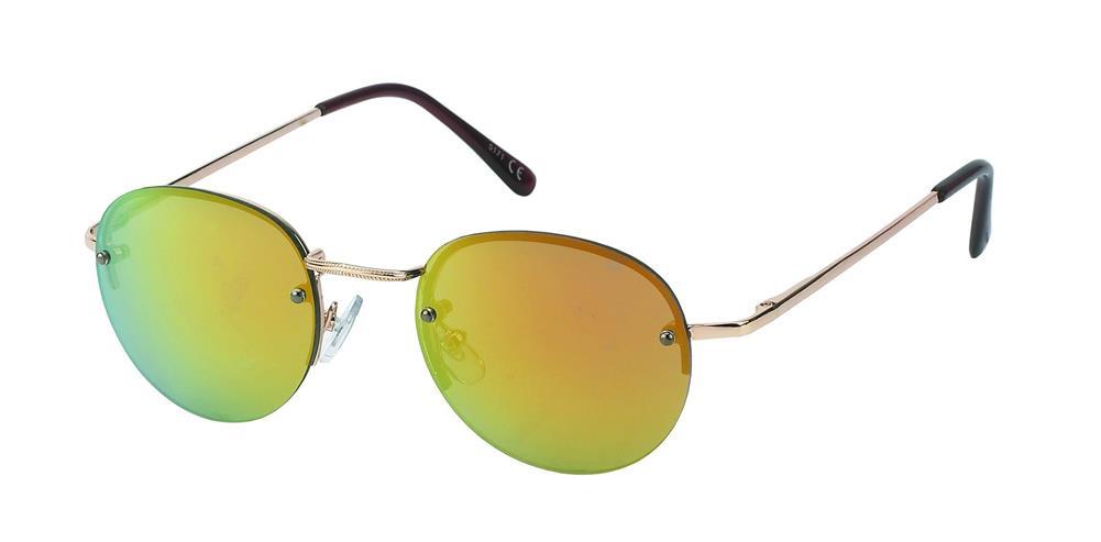 Sonnenbrille rund 400UV John Lennon Style randlos Metall dünn Steg Knick