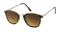 Load image into Gallery viewer, Vintage Sonnenbrille rund Retro Steg gebogen 400UV Metallgestell John Lennon: Tortoiseshell frame with round brown gradient lenses and thin gold metal arms, shown on white background.
