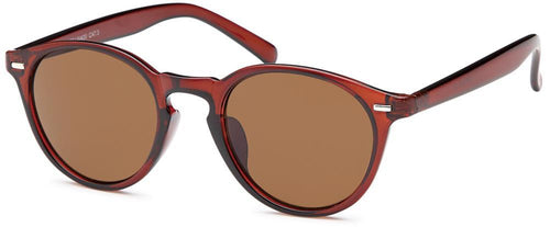 Die Sonnenbrille rund John Lennon Nerd Vintage Retro bietet braun getönte Gläser, glänzend dunkelroten Kunststoffrahmen, bequeme, leicht gebogene Bügel, 400UV-Schutz und einen markanten Schlüsselloch-Steg im Retro-Stil.