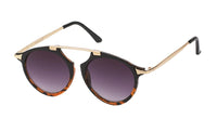 Load image into Gallery viewer, Die Sonnenbrille Retro Vintage Panto Brille 400 UV überzeugt mit dunklen Verlaufsgläsern, UV-Schutz 400, schildpattgemusterter Fassung und dünnen goldfarbenen Metall Zwicker Bügeln mit schwarzen Enden.
