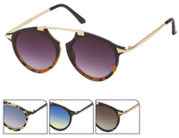 Load image into Gallery viewer, Sonnenbrille Retro Vintage Panto Brille 400 UV mit Metall-Bügeln, goldenen Armen, Tortoiseshell-Rahmen und Verlaufsgläsern. Erhältlich in Blau/Gelb, Beige/Schwarz und Schwarz mit verschiedenen Gläserfarben.
