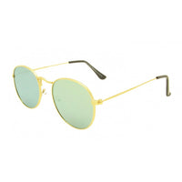 Cargar imagen en el visor de la galería, Sonnenbrille rundlich Panto golden 400UV verspiegelt flache Gläser Steg hoch
