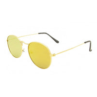 Cargar imagen en el visor de la galería, Sonnenbrille rundlich Panto golden 400UV verspiegelt flache Gläser Steg hoch
