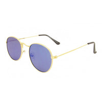 Cargar imagen en el visor de la galería, Sonnenbrille rundlich Panto golden 400UV verspiegelt flache Gläser Steg hoch
