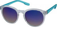 Cargar imagen en el visor de la galería, A pair of Sonnenbrille rund John Lennon transparent 400UV sunglasses with mirrored round lenses and a keyhole bridge, shown on a white background.
