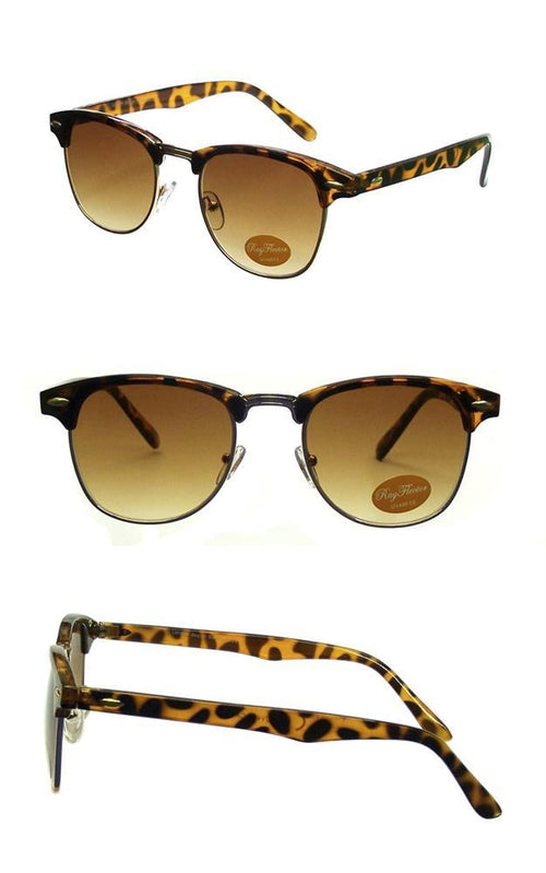 Sonnenbrille Retro Vintage 400UV Metallunterseite golden Nerd getönt