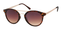 Load image into Gallery viewer, Sonnenbrille Retro 400 UV goldfarben Metalldoppelsteg beige braun getönt
