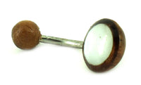 Load image into Gallery viewer, Organic Perlmutt Tamarind Holz braun weiß Bauchnabelpiercing Scheibe Bananenpiercing Edelstahl
