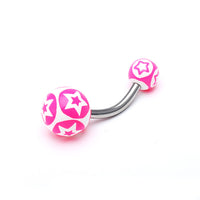 Load image into Gallery viewer, Bauchnabelpiercing Stern Kreis Bioflex 2 Kugeln Bananenpiercing Edelstahl nickelfrei
