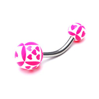 Load image into Gallery viewer, Bauchnabelpiercing Herzchen Würfel Bioflex 2 Kugeln Bananenpiercing Edelstahl nickelfrei
