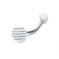 Load image into Gallery viewer, Bauchnabelpiercing Streifen neon bunt Regenbogen Bioflex Kugeln Bananenpiercing Edelstahl nickelfrei
