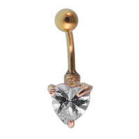 Load image into Gallery viewer, Bauchnabelpiercing golden Herz weißer Zirkonia Stein Edelstahl
