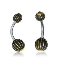 Cargar imagen en el visor de la galería, Bauchnabelpiercing Messing Edelstahl antik gold silber Kugel
