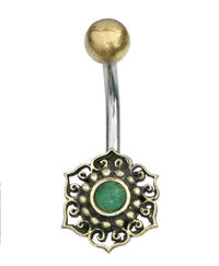 Load image into Gallery viewer, Bauchnabelpiercing Blume Edelstahl Stein Messing
