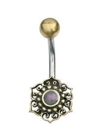 Load image into Gallery viewer, Bauchnabelpiercing Blume Edelstahl Stein Messing
