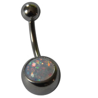 Load image into Gallery viewer, Bauchnabelpiercing Edelstahl silber Resin Opal Stab 10x1.6mm
