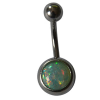 Load image into Gallery viewer, Bauchnabelpiercing Edelstahl silber Resin Opal Stab 10x1.6mm
