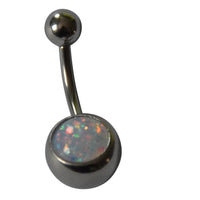 Load image into Gallery viewer, Bauchnabelpiercing Edelstahl silber Resin Opal Stab 10x1.6mm
