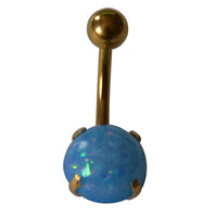 Load image into Gallery viewer, Bauchnabelpiercing Edelstahl gold Opalit Stab 10x1.6mm
