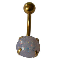 Load image into Gallery viewer, Bauchnabelpiercing Edelstahl gold Opalit Stab 10x1.6mm
